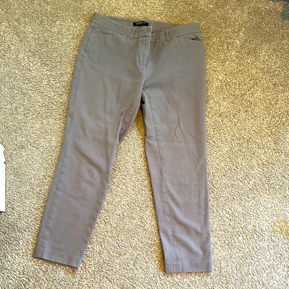 Lafayette 148 Gray Textured Cotton Pants